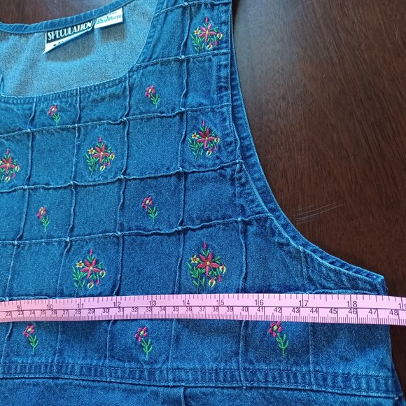 Speculation Sport Size S Women’s Vintage Jean dress Sleeveless Embroidered - Picture 4 of 12